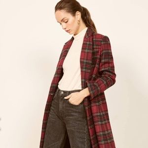 Reformation Middlebury Plaid Wool Trench Coat